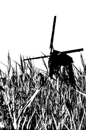 Dutch windmill slhouetteの写真素材
