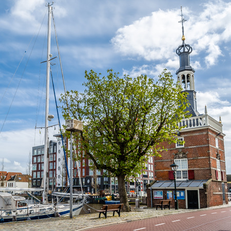 ALKMAAR, THE NETHERLANDS - APRIL 22, 2016: Urban landscape in Alkmaar, the Netherlands, canal viewのeditorial素材