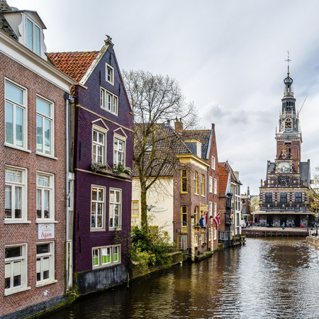 ALKMAAR, THE NETHERLANDS - APRIL 22, 2016: Urban landscape in Alkmaar, the Netherlands, canal viewのeditorial素材