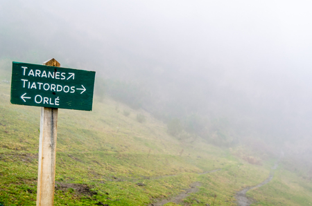 Misty mountain landscape in autumn in Asturias, northern Spainの写真素材
