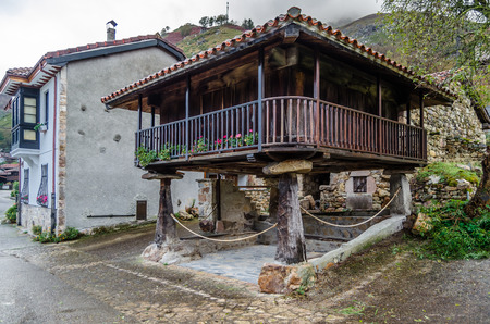 Traditional rustic wooden house in Asturias, northern Spainのeditorial素材