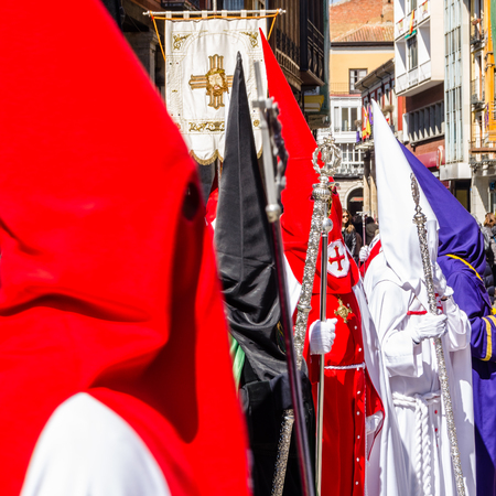 PALENCIA, SPAIN - MARCH 24, 2016: Traditional Spanish Holy Week (Semana Santa) procession on Holy Thursday in the streets of Palencia (Castilla y Leon), Spainのeditorial素材