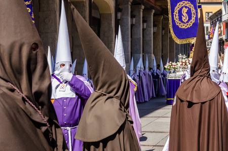 PALENCIA, SPAIN - MARCH 24, 2016: Traditional Spanish Holy Week (Semana Santa) procession on Holy Thursday in the streets of Palencia (Castilla y Leon), Spainのeditorial素材