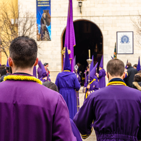 PALENCIA, SPAIN - MARCH 25, 2016: Traditional Spanish Holy Week (Semana Santa) procession on Holy Friday in the streets of Palencia (Castilla y Leon), Spainのeditorial素材