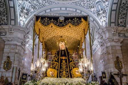 Traditional Spanish Holy Week procession old sculpture