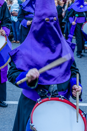 SANTIAGO DE COMPOSTELA, SPAIN - APRIL 3, 2015: Traditional Spanish Holy Week (Semana Santa) procession on Holy Friday in the streets of Santiago de Compostela (Galicia), Spainのeditorial素材