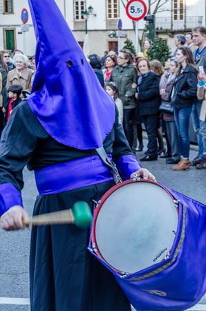 SANTIAGO DE COMPOSTELA, SPAIN - APRIL 3, 2015: Traditional Spanish Holy Week (Semana Santa) procession on Holy Friday in the streets of Santiago de Compostela (Galicia), Spainのeditorial素材