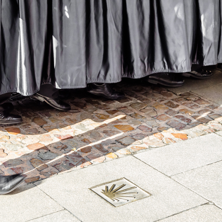 Detail of a traditional Spanish Holy Week processionの写真素材
