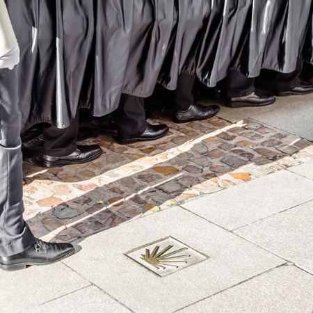 Detail of a traditional Spanish Holy Week processionの写真素材