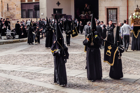 ZAMORA, SPAIN - MARCH 25, 2016: Traditional Spanish Holy Week (Semana Santa) procession on Holy Friday in the streets of Zamora(Castilla y Leon), Spainのeditorial素材