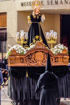 ZAMORA, SPAIN - MARCH 25, 2016: Traditional Spanish Holy Week (Semana Santa) procession on Holy Friday in the streets of Zamora(Castilla y Leon), Spainのeditorial素材