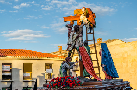 ZAMORA, SPAIN - MARCH 25, 2016: Traditional Spanish Holy Week (Semana Santa) procession on Holy Friday in the streets of Zamora(Castilla y Leon), Spainのeditorial素材