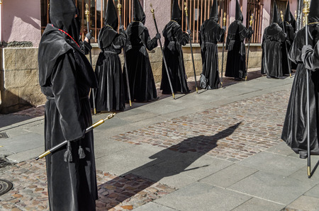 ZAMORA, SPAIN - MARCH 25, 2016: Traditional Spanish Holy Week (Semana Santa) procession on Holy Friday in the streets of Zamora(Castilla y Leon), Spainのeditorial素材