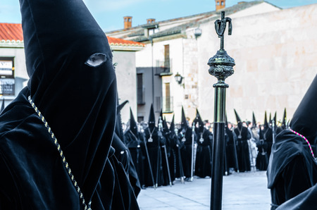 ZAMORA, SPAIN - MARCH 25, 2016: Traditional Spanish Holy Week (Semana Santa) procession on Holy Friday in the streets of Zamora(Castilla y Leon), Spainのeditorial素材