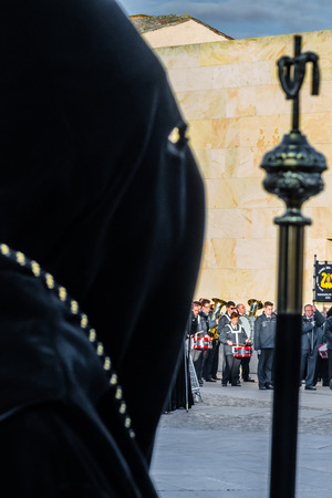 ZAMORA, SPAIN - MARCH 25, 2016: Traditional Spanish Holy Week (Semana Santa) procession on Holy Friday in the streets of Zamora(Castilla y Leon), Spainのeditorial素材