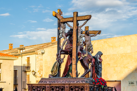 ZAMORA, SPAIN - MARCH 25, 2016: Traditional Spanish Holy Week (Semana Santa) procession on Holy Friday in the streets of Zamora(Castilla y Leon), Spainのeditorial素材