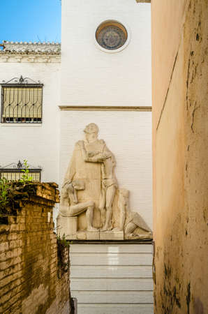 GRANADA, SPAIN - FEBRUARY 22, 2015: Architectural detail, bas-relief of San Juan de Dios (Saint John of God) in a building in the Albaicin neighborhood of Granada, Andalusia, southern Spainのeditorial素材