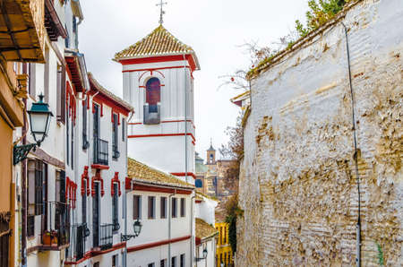 Church in Granada, religious architecture in Andalusia, southern Spainの写真素材