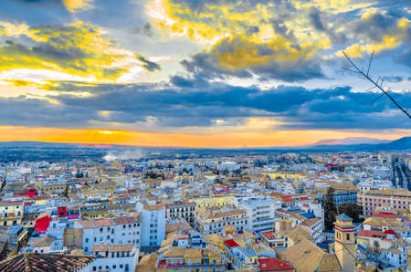 Colorful illustration of Granada city view, southern Spain