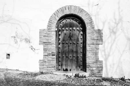 Architectural detail in Granada, Andalusia, southern Spain, black and white imageのeditorial素材