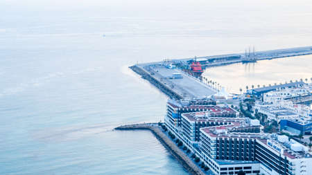 ALICANTE, SPAIN - DECEMBER 27, 2018: Aerial view of the Mediterranean city of Alicante, seen from the Santa Barbara castleのeditorial素材