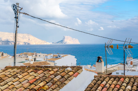 View of the Mediterranean village of Altea, Alicante province, Spainの写真素材