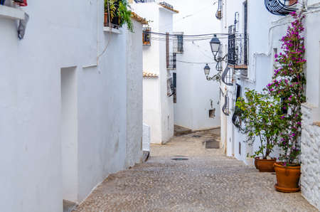 Architecture in the Mediterranean white village of Altea, Alicante province, Spainの写真素材