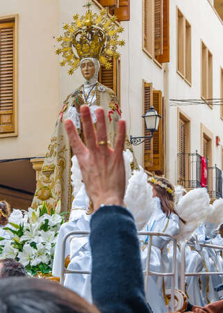 ELCHE, SPAIN - DECEMBER 29, 2018: Religious procession during the Feast of the Coming of the Virgin...