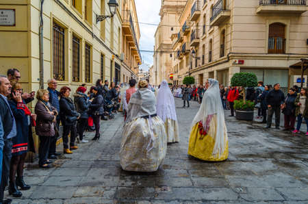 ELCHE, SPAIN - DECEMBER 29, 2018: Religious procession during the Feast of the Coming of the Virgin ("Fiestas de la Venida de la Virgen"), a local holiday in the city of Elche, Alicante province, Spainのeditorial素材