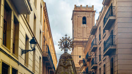 ELCHE, SPAIN - DECEMBER 29, 2018: Religious procession during the Feast of the Coming of the Virgin ("Fiestas de la Venida de la Virgen"), a local holiday in the city of Elche, Alicante province, Spainのeditorial素材