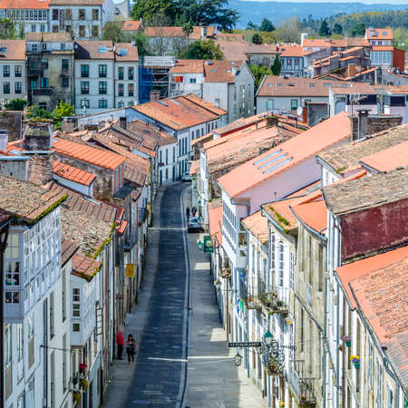 SANTIAGO DE COMPOSTELA, SPAIN - APRIL 3, 2015: Urban scene in Santiago de Compostela, Galicia,...