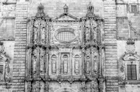 Architecture in Santiago de Compostela, northern Spain, black and white imageの写真素材