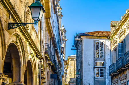 Architecture in Santiago de Compostela, northern Spain, colorful illustrationの写真素材