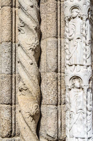 Architectural detail, facade of Santiago de Compostela cathedral, Spain