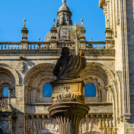 Religious architecture, cathedral of Santiago de Compostela, pilgrimage place in Spainの写真素材