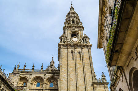 Religious architecture, cathedral of Santiago de Compostela, pilgrimage place in Spainの写真素材