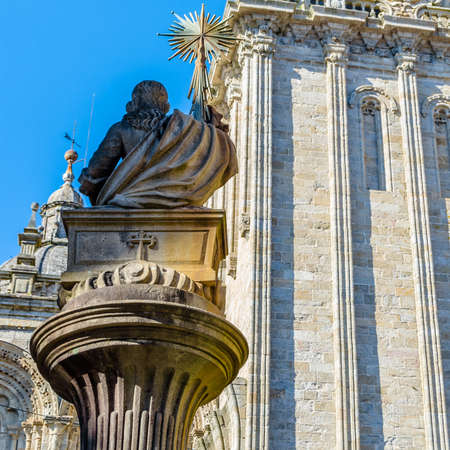 Religious architecture, cathedral of Santiago de Compostela, pilgrimage place in Spainの写真素材