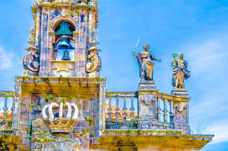 Church in Santiago de Compostela, Galicia, northern Spain, colorful illustration