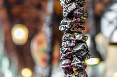 Red, spicy and dried chili peppers backgroundの写真素材
