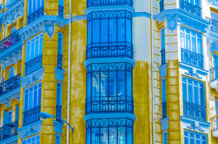 Colorful illustration of architectural detail in Madrid, Spainの写真素材