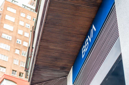 MADRID, SPAIN â€“ MAY 12, 2021: BBVA (Banco Bilbao Vizcaya Argentaria) bank branch office in...
