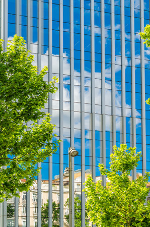 MADRID, SPAIN â€“ MAY 12, 2021: Detail of Torre Serrano building in Madrid, Spain