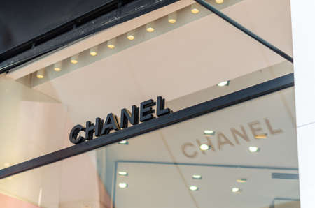 MADRID, SPAIN â MAY 12, 2021: Facade of a Chanel store in Madrid, Spain. Chanel is a French luxury fashion house founded by Coco Chanel in 1910.のeditorial素材