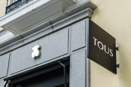 MADRID, SPAIN â MAY 12, 2021: Facade of a Tous store in Madrid, Spain. Tous is a Spanish jewelry, accessories and fashion retailerのeditorial素材