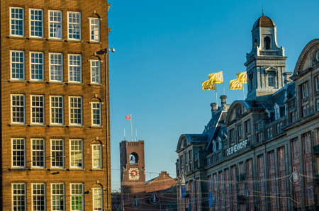 AMSTERDAM, THE NETHERLANDS - NOVEMBER 17, 2018: Urban landscape, typical Dutch architecture in Amsterdam, the Netherlandsのeditorial素材