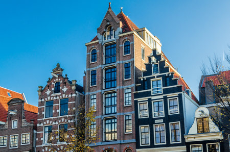 Typical Dutch architecture in Amsterdam, the Netherlandsの写真素材