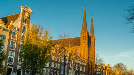 Exterior view of a church in Amsterdam, the Netherlandsの写真素材