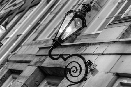 Architectural detail, typical streetlight in Amsterdam, the Netherlandsの写真素材