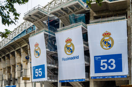 MADRID, SPAIN - SEPTEMBER 13, 2021: Exterior view of the Santiago BernabÃ©u Stadium, home of Real...
