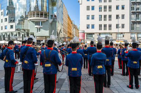 VIENNA, AUSTRIA - SEPTEMBER 1, 2013: Street orchestra playing classical music in Vienna, Austriaのeditorial素材